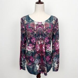 Soft Surroundings Top‎ Womens Medium Purple Green Ethereal Cottagecore Modern